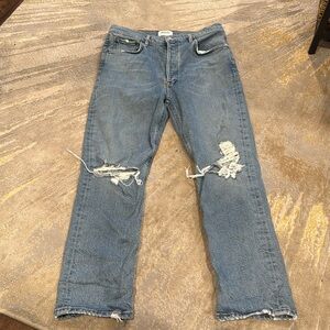 Agolde Riley High Rise Jeans button up fly size 29 distressed GUC. (A)